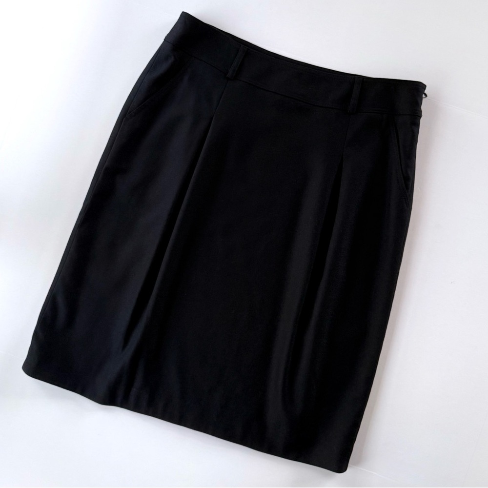 Burberry London Black Cashmere Angora Wool Blend Box Pleat Skirt Pockets 10 US - Picture 5 of 16